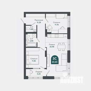 3-к квартира, сданный дом, 65м2, 2/25 этаж