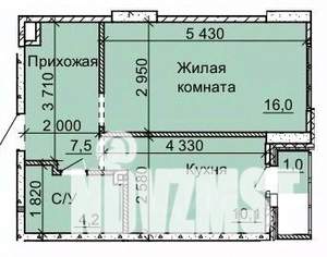1-к квартира, вторичка, 39м2, 11/16 этаж