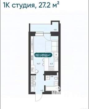 Студия квартира, вторичка, 27м2, 22/25 этаж