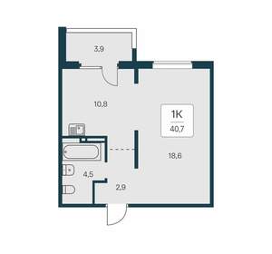 1-к квартира, вторичка, 41м2, 12/17 этаж