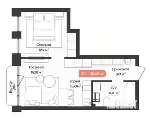 2-к квартира, вторичка, 39м2, 8/20 этаж
