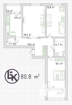 3-к квартира, вторичка, 81м2, 6/10 этаж