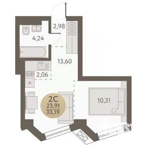 2-к квартира, вторичка, 33м2, 15/31 этаж