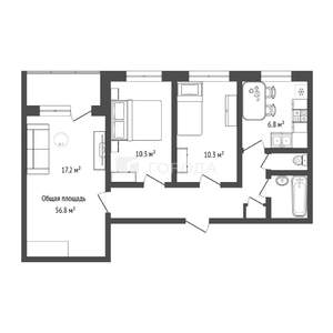 3-к квартира, вторичка, 57м2, 7/9 этаж