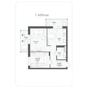 2-к квартира, вторичка, 52м2, 3/14 этаж