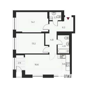 3-к квартира, вторичка, 68м2, 6/20 этаж