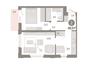 2-к квартира, вторичка, 49м2, 5/24 этаж