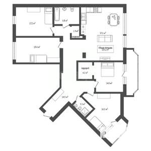 4-к квартира, вторичка, 155м2, 13/13 этаж