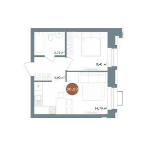 1-к квартира, вторичка, 31м2, 7/15 этаж