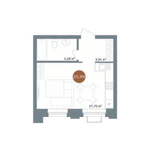 Студия квартира, вторичка, 26м2, 7/15 этаж