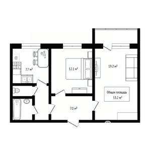 2-к квартира, вторичка, 53м2, 5/10 этаж