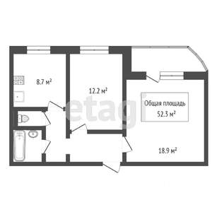 2-к квартира, вторичка, 52м2, 10/10 этаж