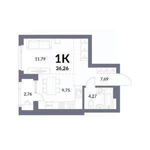 1-к квартира, вторичка, 36м2, 12/14 этаж