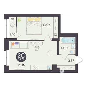 2-к квартира, вторичка, 40м2, 10/10 этаж