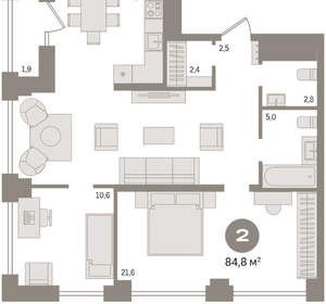 2-к квартира, вторичка, 85м2, 11/30 этаж