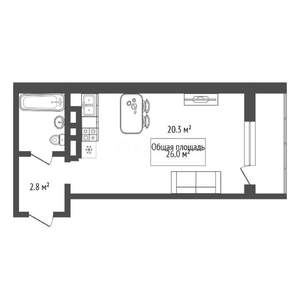 Студия квартира, вторичка, 26м2, 5/10 этаж