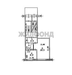 1-к квартира, вторичка, 29м2, 2/5 этаж
