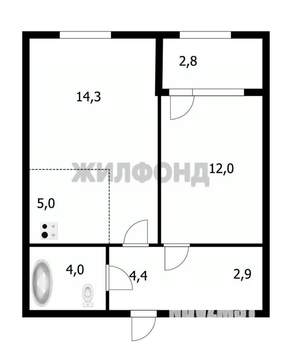 2-к квартира, вторичка, 45м2, 8/9 этаж