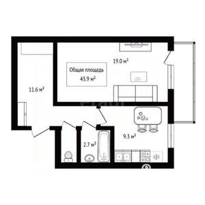 1-к квартира, вторичка, 44м2, 16/16 этаж