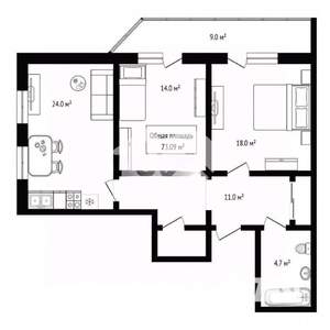 2-к квартира, вторичка, 73м2, 3/25 этаж
