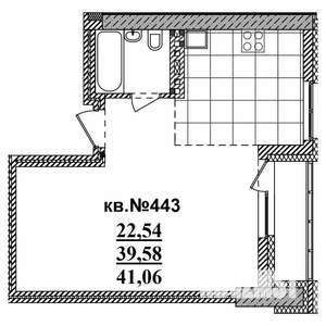 Студия квартира, вторичка, 41м2, 10/19 этаж