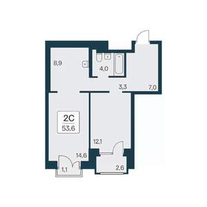 2-к квартира, вторичка, 54м2, 5/11 этаж