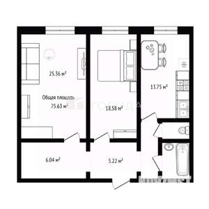 2-к квартира, вторичка, 76м2, 8/10 этаж