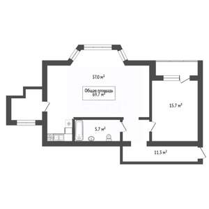 2-к квартира, вторичка, 70м2, 3/14 этаж