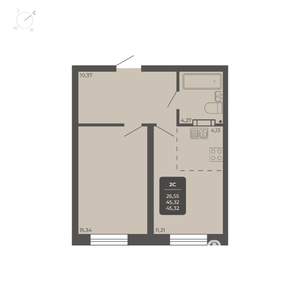 2-к квартира, вторичка, 45м2, 8/11 этаж
