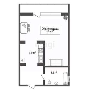 Студия квартира, вторичка, 33м2, 5/10 этаж