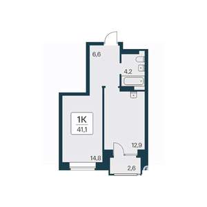1-к квартира, вторичка, 41м2, 10/11 этаж