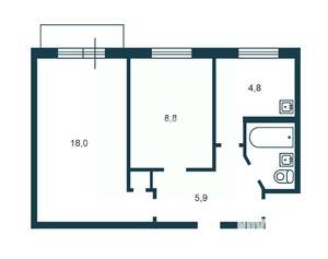 2-к квартира, вторичка, 41м2, 8/9 этаж