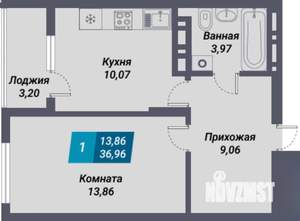 1-к квартира, вторичка, 37м2, 27/29 этаж