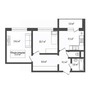 2-к квартира, вторичка, 54м2, 7/12 этаж