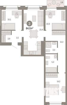 3-к квартира, вторичка, 85м2, 6/8 этаж