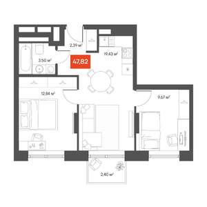 2-к квартира, вторичка, 48м2, 8/10 этаж