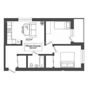 3-к квартира, вторичка, 60м2, 15/25 этаж