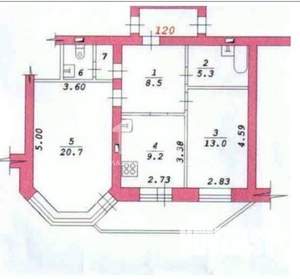 2-к квартира, вторичка, 66м2, 6/14 этаж