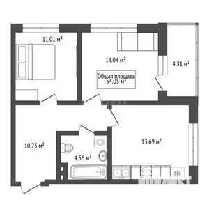 2-к квартира, вторичка, 55м2, 22/23 этаж