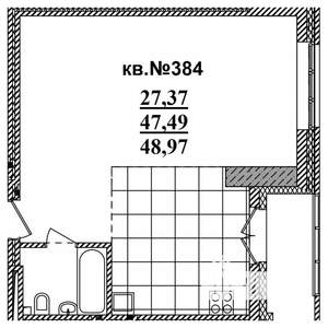 Студия квартира, вторичка, 49м2, 9/19 этаж