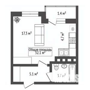 Студия квартира, вторичка, 32м2, 16/24 этаж