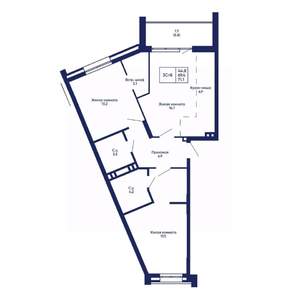 3-к квартира, вторичка, 71м2, 3/14 этаж