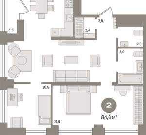 2-к квартира, вторичка, 85м2, 11/30 этаж
