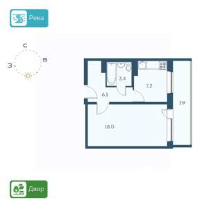 1-к квартира, вторичка, 39м2, 2/17 этаж