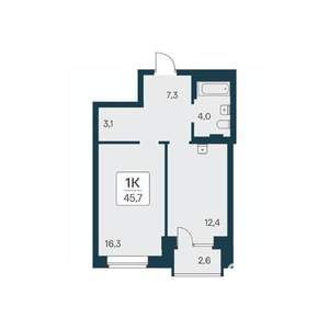 1-к квартира, вторичка, 46м2, 19/21 этаж