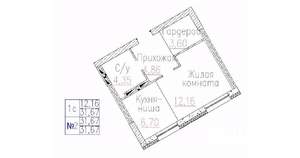 1-к квартира, строящийся дом, 32м2, 1/24 этаж