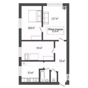 3-к квартира, вторичка, 52м2, 1/5 этаж