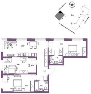 3-к квартира, вторичка, 86м2, 10/30 этаж