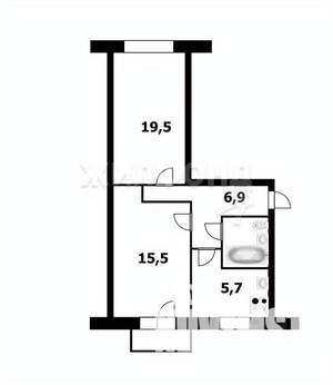 2-к квартира, вторичка, 45м2, 2/5 этаж