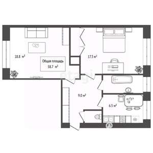 2-к квартира, вторичка, 59м2, 2/5 этаж